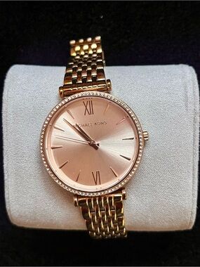 Michael Kors Rose Gold Crystal Bezel Bracelet Watch